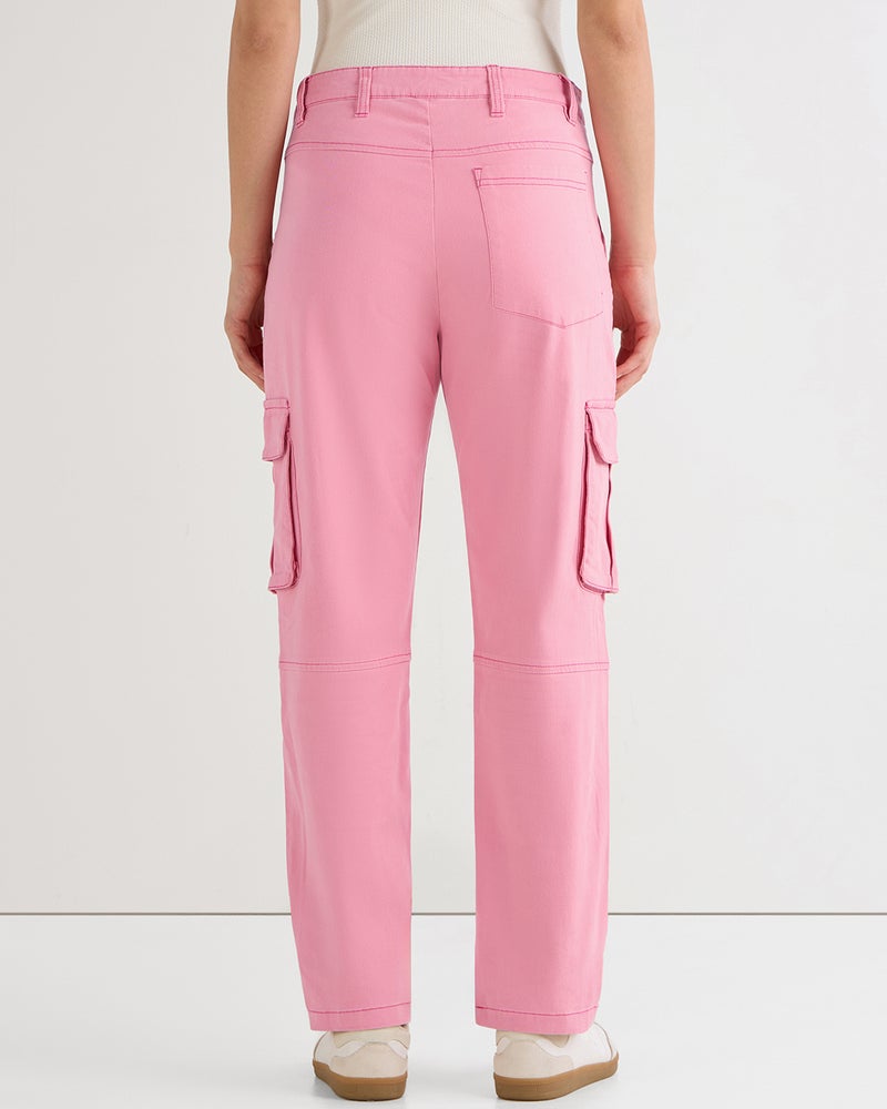 bewakoof Women's Pink Cargo Pants - Image 3